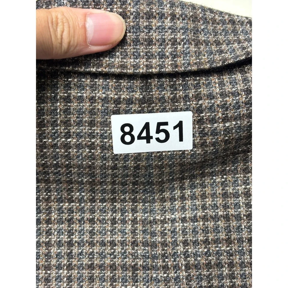 Jos A Bank 1905 X Tollegno 1900 Mens 44 Short Brown Houndstooth Wool Sport Coat